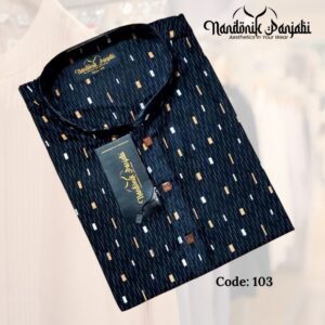Nandonik semi cotton black panjabi - 103