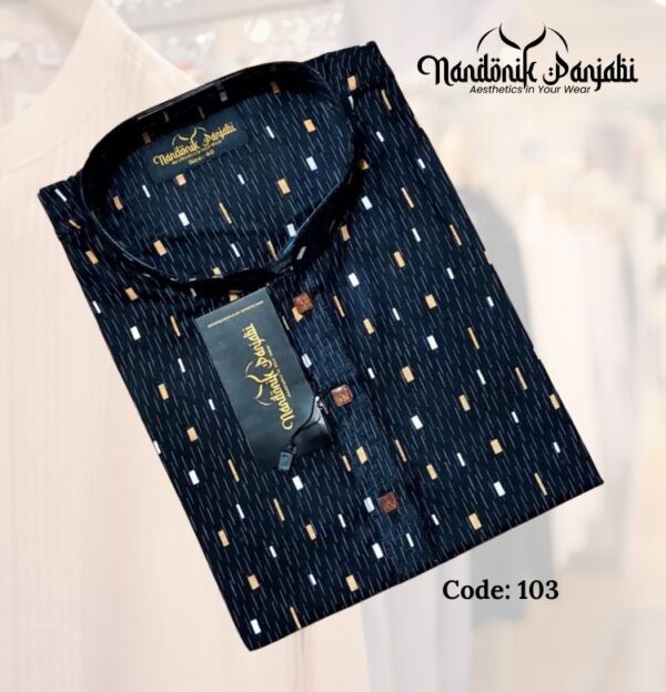 Nandonik semi cotton black panjabi - 103