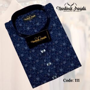 Tinsel Cotton Print Panjabi Blue – 111 Code