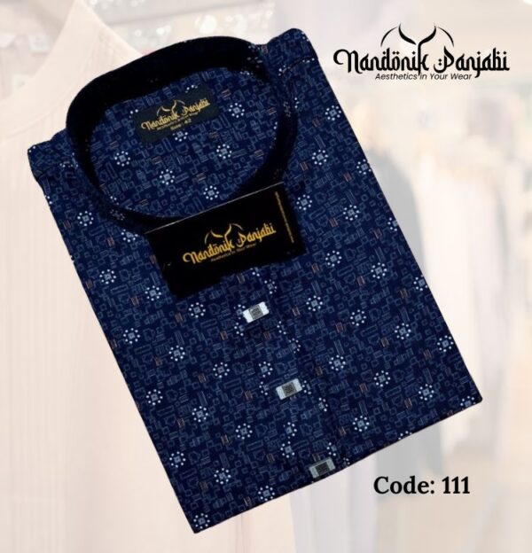 Tinsel Cotton Print Panjabi Blue – 111 Code
