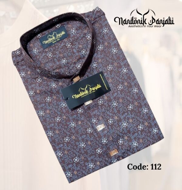 Tinsel Cotton Print Panjabi Red – 111 Code