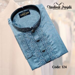 Nandonik Fancy Cotton Deep Ash Panjabi - 124