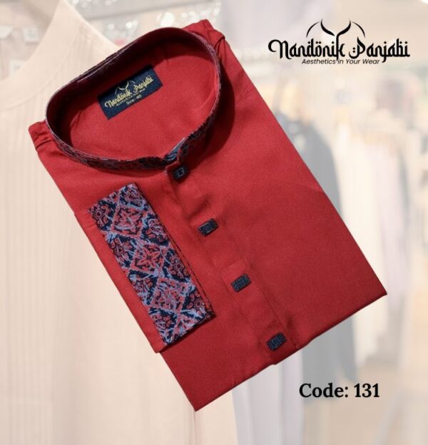 Tencel Cotton Maroon Color Panjabi - 131 Code