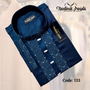 Tinsel Cotton Bottle Green Color Panjabi – 133 Code